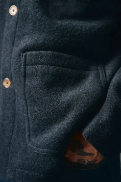 OOTO Chaqueta bouclé cuello camisero Azul marino New