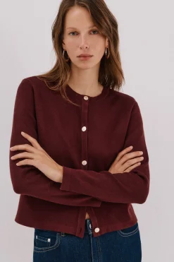 Cortefiel Chaqueta básica punto Vino