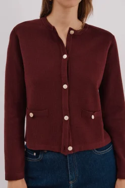 Cortefiel Chaqueta básica punto Vino