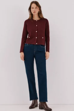 Cortefiel Chaqueta básica punto Vino