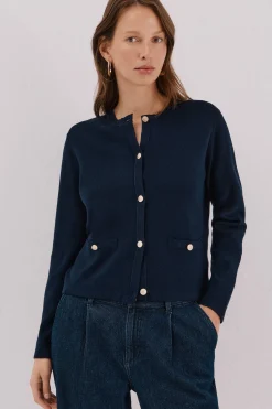 Cortefiel Chaqueta básica punto Azul marino Sale