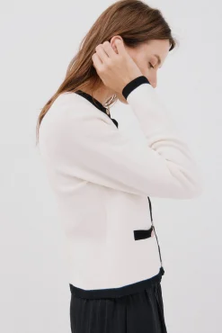 Cortefiel Chaqueta básica punto Marfil Hot