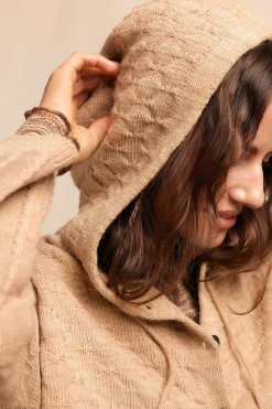 Slowlove Chaqueta capucha punto Beige