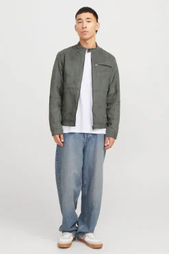 Jack & Jones Chaqueta con efecto piel gris Sale