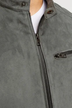 Jack & Jones Chaqueta con efecto piel gris Sale