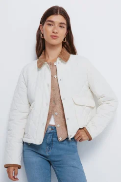Springfield Chaqueta corta acolchada cuello pana blanco