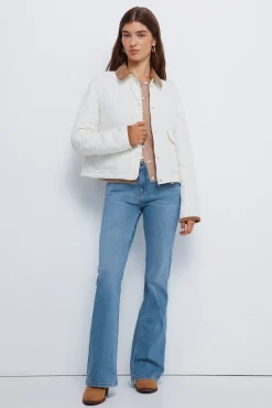 Springfield Chaqueta corta acolchada cuello pana blanco