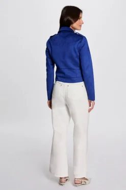 Morgan Chaqueta corta antelina Azul oscuro Online