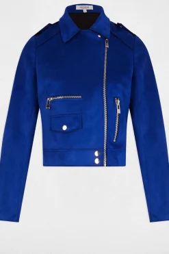 Morgan Chaqueta corta antelina Azul oscuro Online