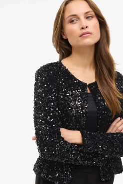 Vila Chaqueta corta con lentejuelas Negro New