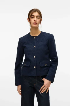 Vero Moda Chaqueta corta de Tweed Azul marino Hot