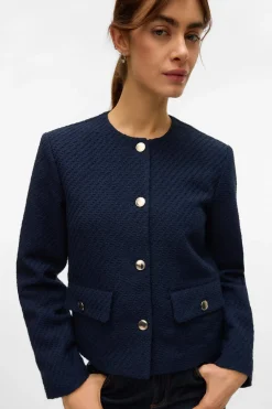 Vero Moda Chaqueta corta de Tweed Azul marino Hot