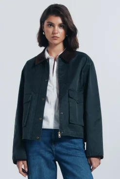 Springfield Chaqueta corta encerada kaki