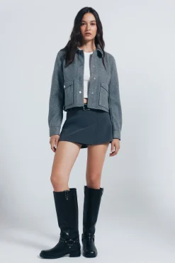 Springfield Chaqueta corta felpa gris Online