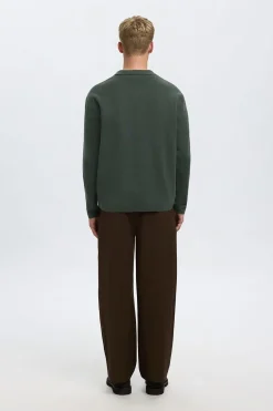 Selected Chaqueta cárdigan con bolsillos 100% algodón orgánico Verde oscuro Outlet