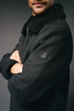 OOTO Chaqueta de lana borrego Gris oscuro Discount