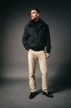 OOTO Chaqueta de lana borrego Gris oscuro Discount