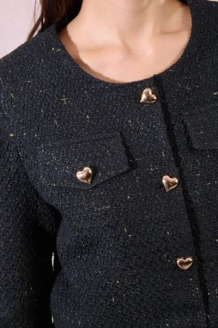 Molly Bracken Chaqueta de manga larga detalle corazones Negro Clearance