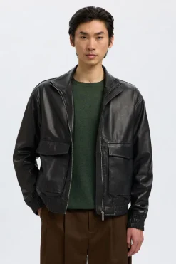 Selected Chaqueta de piel 100% piel de cordero. Negro Clearance