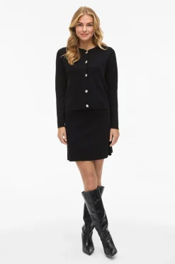 Vila Chaqueta de punto abotonado con viscosa Negro Outlet