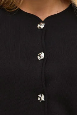 Vila Chaqueta de punto abotonado con viscosa Negro Outlet