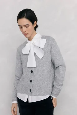 Pedro del Hierro Chaqueta de punto con detalles de ochos Gris Discount