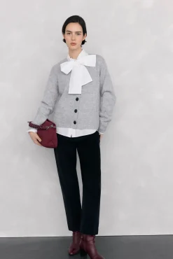 Pedro del Hierro Chaqueta de punto con detalles de ochos Gris Discount