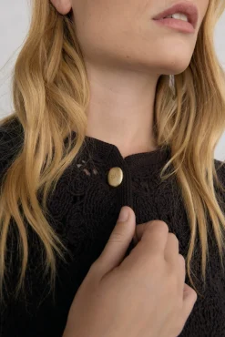 Pedro del Hierro Chaqueta de punto crochet Marr&oacute;n