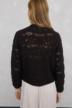 Pedro del Hierro Chaqueta de punto crochet Marr&oacute;n