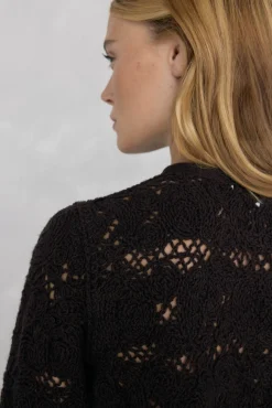 Pedro del Hierro Chaqueta de punto crochet Marr&oacute;n