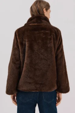 Cortefiel Chaqueta efecto pelo Marr&oacute;n oscuro Clearance