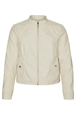 Vero Moda Curve Chaqueta efecto piel talla grande Beige Online