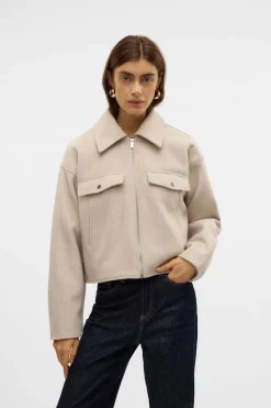 Vero Moda Chaqueta fieltro manga larga Beige Best