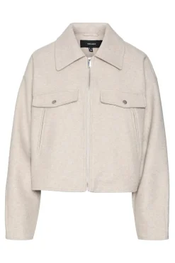 Vero Moda Chaqueta fieltro manga larga Beige Best
