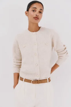 Cortefiel Chaqueta lúrex botones Marfil Outlet