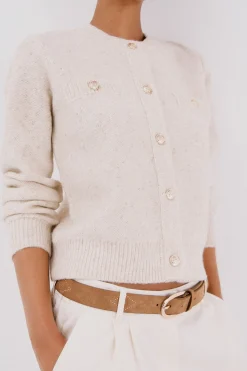 Cortefiel Chaqueta lúrex botones Marfil Outlet