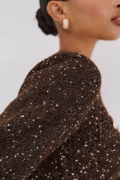 Cortefiel Chaqueta lúrex botones Marr&oacute;n oscuro Hot