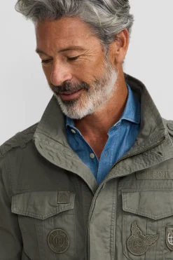 Silbon Chaqueta militar parches dye Verde