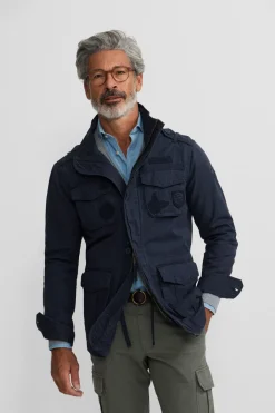 Silbon Chaqueta militar parches dye Azul marino Hot