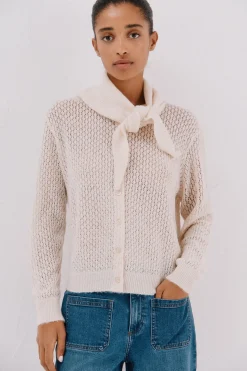 Cortefiel Chaqueta pañuelo punto Marfil Discount