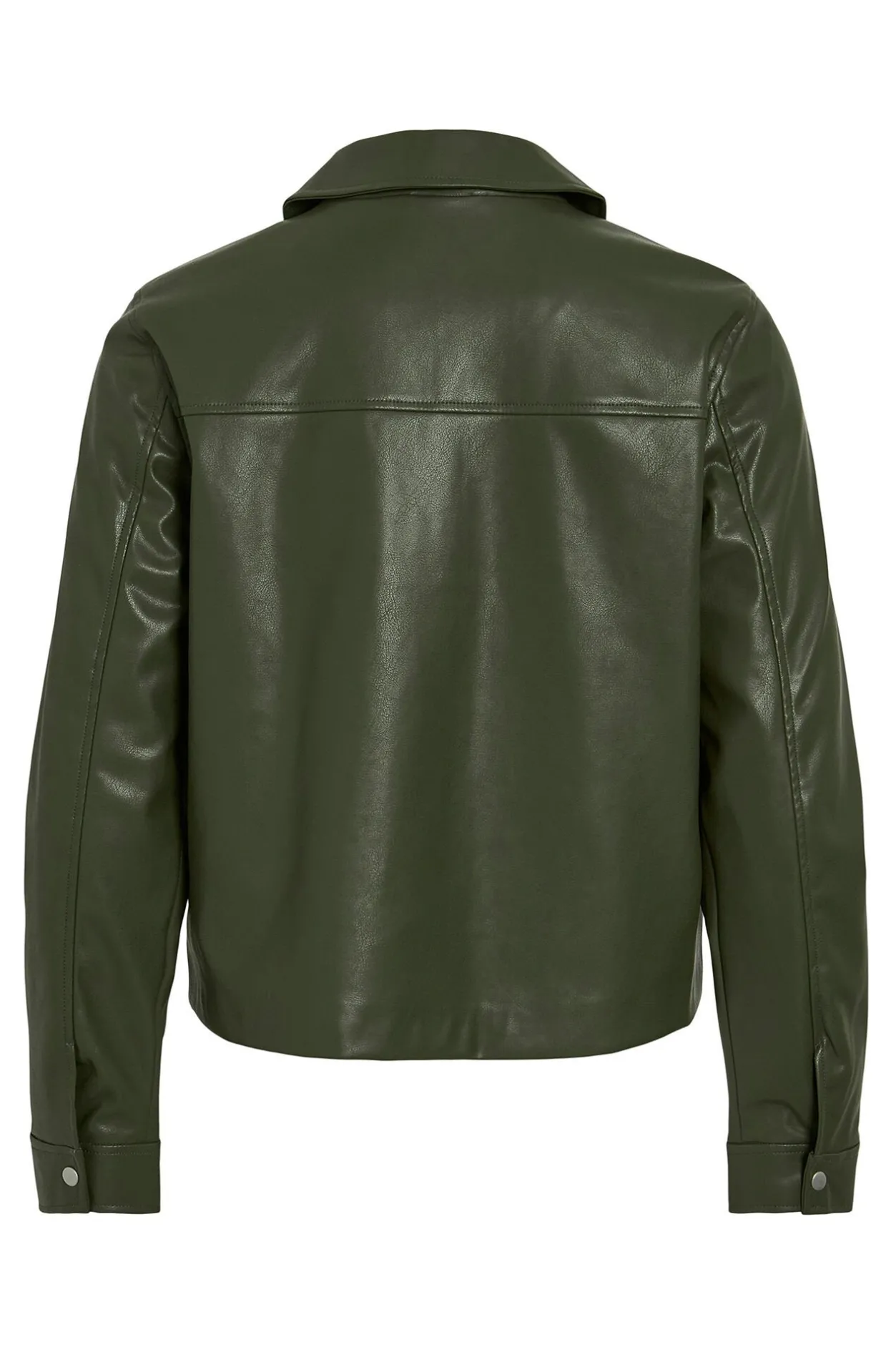 Vila Chaqueta polipiel abotonada Kaki Sale