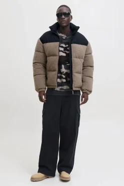 Jack & Jones Chaqueta puffer teddy marr&oacute;n Best