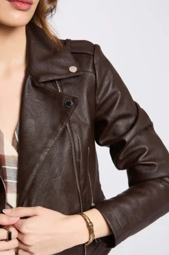 Morgan Chaqueta recta con cuello con muescas Marr&oacute;n oscuro Discount