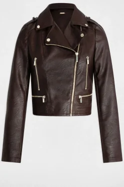 Morgan Chaqueta recta con cuello con muescas Marr&oacute;n oscuro Discount