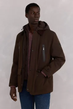 Pedro del Hierro Chaqueta vistas cremallera repelente al agua Marr&oacute;n Discount