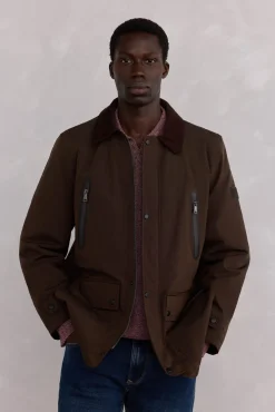 Pedro del Hierro Chaqueta vistas cremallera repelente al agua Marr&oacute;n Discount