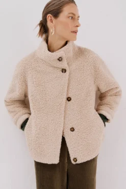 Cortefiel Chaquetón efecto pelo crudo Beige Sale