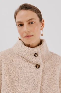 Cortefiel Chaquetón efecto pelo crudo Beige Sale