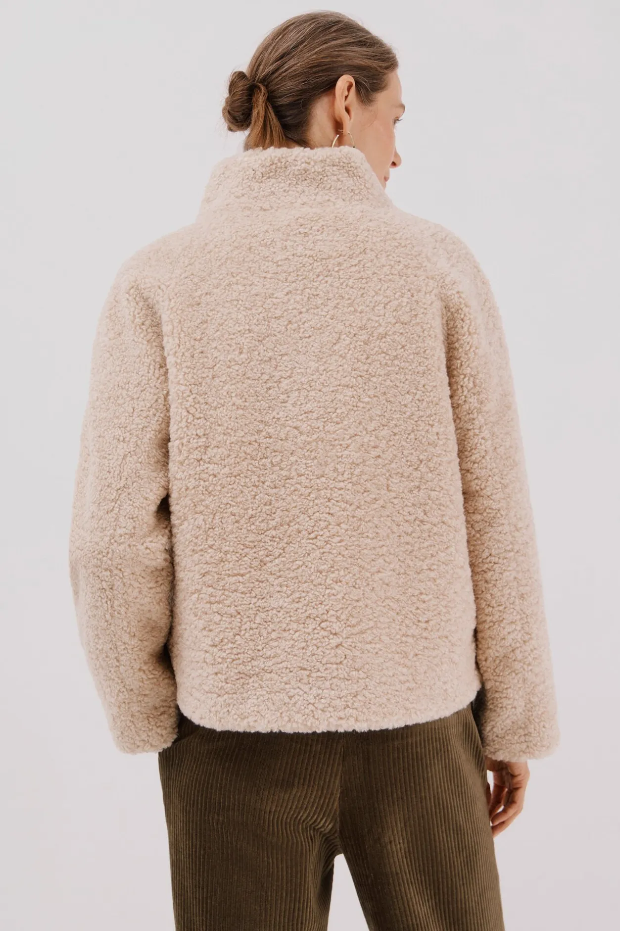 Cortefiel Chaquetón efecto pelo crudo Beige Sale