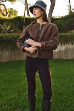 Cortefiel Chaquetón en efecto doble faz Marr&oacute;n oscuro Sale